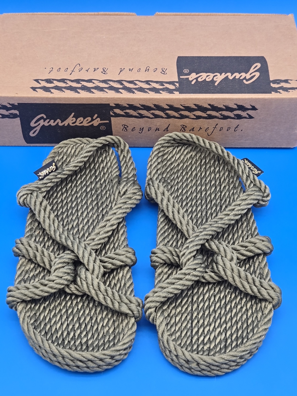 Olive Rope Cross-Strap Sandals for Women
